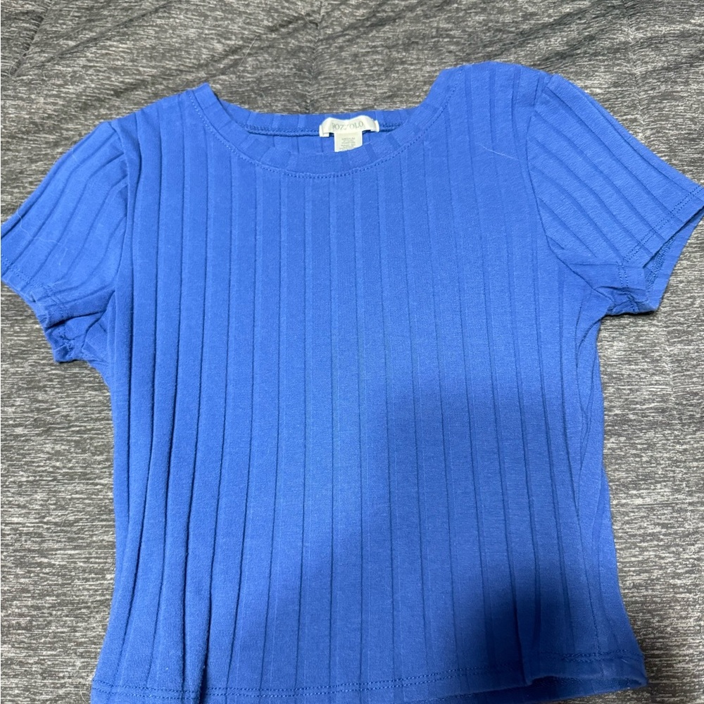 Bozzolo Blue Ribbed Crop Top
